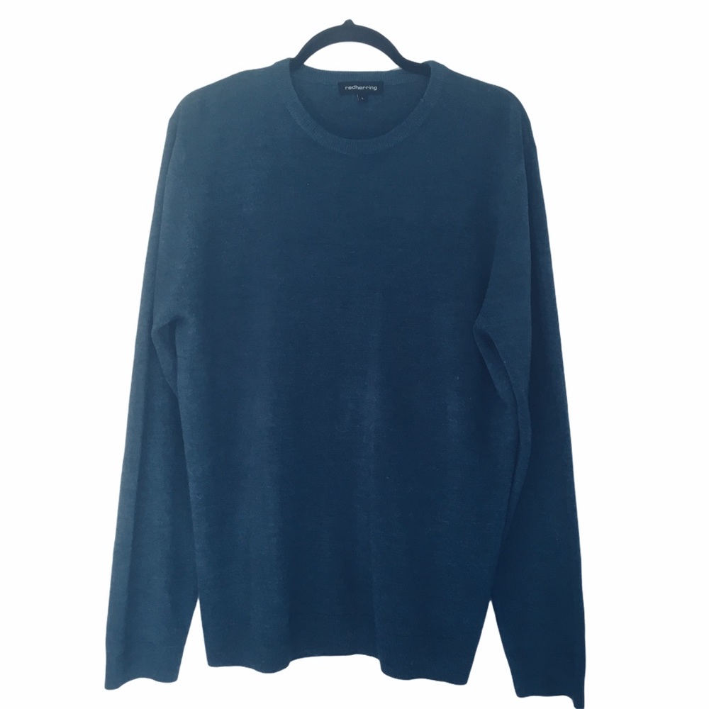 Redherring Mens Blue Aqua Crewneck Sweater Sz. L